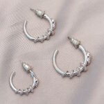 Yılan Tasarımlı Halka Model Gümüş Metal Küpe Seti