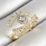 Pirinç Göz Figürlü Zirkon Taşlı Gold Renk Ayarlanabilir Kadın Yüzük