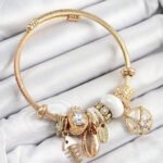 316L Çelik Beyaz Zirkon Taşlı Balık Deniz Kabuğu Ve Deniz Yıldızı Model Gold Renk Charm Bileklik