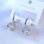 Gümüş Renk Zirkon Taşlı Pirinç Kadın Küpe