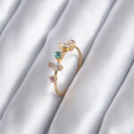 Gold Renk Zirkon Taşlı Renkli Zirkon Taşlı Kadın Yüzük