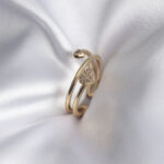 Pirinç Gold Renk Zirkon Taş Detay Kalp Model Kadın Yüzük