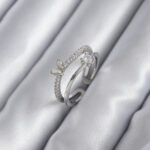 Pirinç Gümüş Renk Zirkon Taşlı Kelebek Model Kadın Yüzük