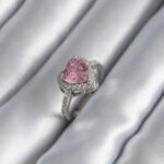 Gümüş Renk Pembe Zirkon Taşlı Charm Kalp Model Kadın Yüzük