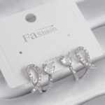 Pirinç Gümüş Renk Kalp Model Zirkon Taşlı Kadın Küpe