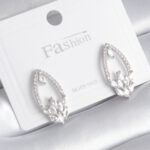 Pirinç Gümüş Renk Zirkon Taşlı Kadın Küpe