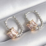 Pirinç Gümüş Renk Top Model Gold Renk Zirkon Taşlı Kadın Küpe