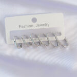 Pirinç Gümüş Renk İnce Oval Küpe Seti