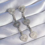 316L Çelik Gümüş Renk Uzun İtalyan Zincir Detaylı Kalp Küpe