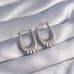 316L Çelik Gümüş Renk Uzun Baklava Görünümlü Küpe