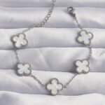 316L Çelik Gümüş Renk Beyaz Sedefli Yonca Bileklik