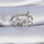 Pirinç Gümüş Renk Zirkon Taşlı İnci Detay Kutup Yıldızı Model Kadın Yüzük