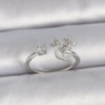 Pirinç Gümüş Renk Ayarlanabilir Zirkon Taşlı Yıldız Model Kadın Yüzük