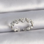 Pirinç Gümüş Renk Ayarlanabilir İncili Kalp Model Kadın Yüzük