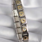 316L Çelik Gümüş Renk Gold Kalp İşleme Nomination Model Kadın Bileklik