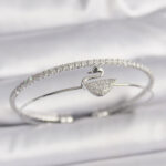 Pirinç Gümüş Renk Zirkon Taşlı Kuğu Model Kadın Bileklik