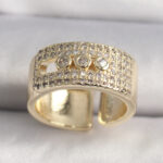 Pirinç Gold Renk Zirkon Taşlı Messika Model Ayarlanabilir Kadın Yüzük