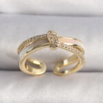 Pirinç Gold Renk Zirkon Taşlı Düğüm Model VIP Seri Kadın Yüzük