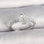 Pirinç Gümüş Renk Zirkon Taşlı Yonca Model İnci Detay Ayarlanabilir Yüzük