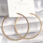 Pirinç Gold Renk Zirkon Taşlı Halka Model Kadın Küpe