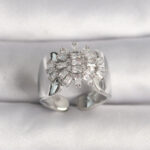 Pirinç Gümüş Renk Ayarlanabilir Baget Zirkon Taş Model Kadın Yüzük