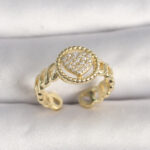 Pirinç Gold Renk Ayarlanabilir Zirkon Taşlı Kalp Model Kadın Yüzük