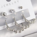 Pirinç Gümüş Renk Sarmal Yılan Halka Model Zirkon Taşlı Topçuk Detay Kadın Küpe Seti