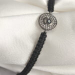 Pirinç Füme Renk Zirkon Taşlı Nazar Boncuk İşleme Makrome Asansörlü Model Kadın Bileklik