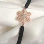 Pirinç Rose Renk Zirkon Taşlı Kar Tanesi Figür Makrome Asansörlü Model Kadın Bileklik