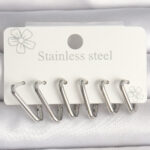 316L Çelik Gümüş Renk Üçgen Model Kadın Küpe Seti