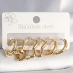 316L Çelik Gold Renk Yıldız Halka Model Kadın Küpe Seti