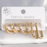 316L Çelik Gold Renk Kare Halka Model Kadın Küpe Seti