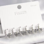 925 Ayar Gümüş Çivi Pirinç Gümüş Renk Sarmal Halka Model Kadın Küpe Seti