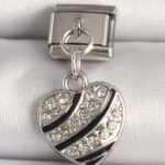 316L Çelik Gümüş Renk Zirkon Taşlı Kalp Model Nomination Charm