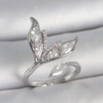 Pirinç Gümüş Renk Zirkon Taşlı Balık Kuyruğu Model Ayarlanabilir Kadın Yüzük