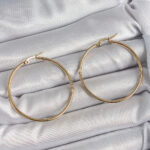 316 Çelik Gold Renk 43 mm Halka Model Kadın Küpe