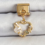 316L Çelik Sallantılı Zirkon Taşlı Kalp Model Gold Renk Nomination Charm