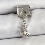 316L Çelik Sallantılı Zirkon Taşlı Deniz Yıldızı Ve İstiridye Model Gümüş Renk Nomination Charm