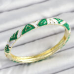 Mineli Pirinç Yeşil Beyaz Motifli Kadın Kelepçe