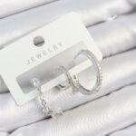 Pirinç Zirkon Taşlı Sallantılı Model Gümüş Renk 3'lü Çift Kadın Küpe Set