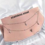 316L Çelik Zirkon Taşlı Kutup Yıldızı Model Gümüş Renk Göbek Bel Zinciri