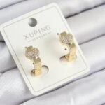 Xuping Zirkon Taşlı Kalp Model Gold Renk Kadın Küpe