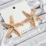 Pirinç Krem Deniz Yıldızı Model Vintage Kadın Küpe