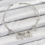 Pirinç Zirkon Taşlı Kelebek Ve Yıldız Model Gümüş Renk Charm Bileklik