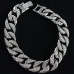 Pirinç Zirkon Taşlı Cuba Gurmet Model Gümüş Renk Erkek Bileklik