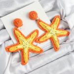 Pirinç Turuncu Deniz Yıldızı Model Gold Renk Kadın Hasır Küpe