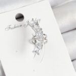 Pirinç Zirkon Taşlı Model Gümüş Renk Sağ Kıkırdak Küpe