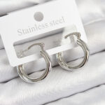 Pirinç Halka Model Gümüş Renk Kadın Küpe