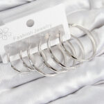 Pirinç Halka Model Gümüş Renk Kadın Set Küpe