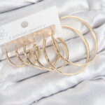 Pirinç Halka Model Gold Renk Kadın Set Küpe